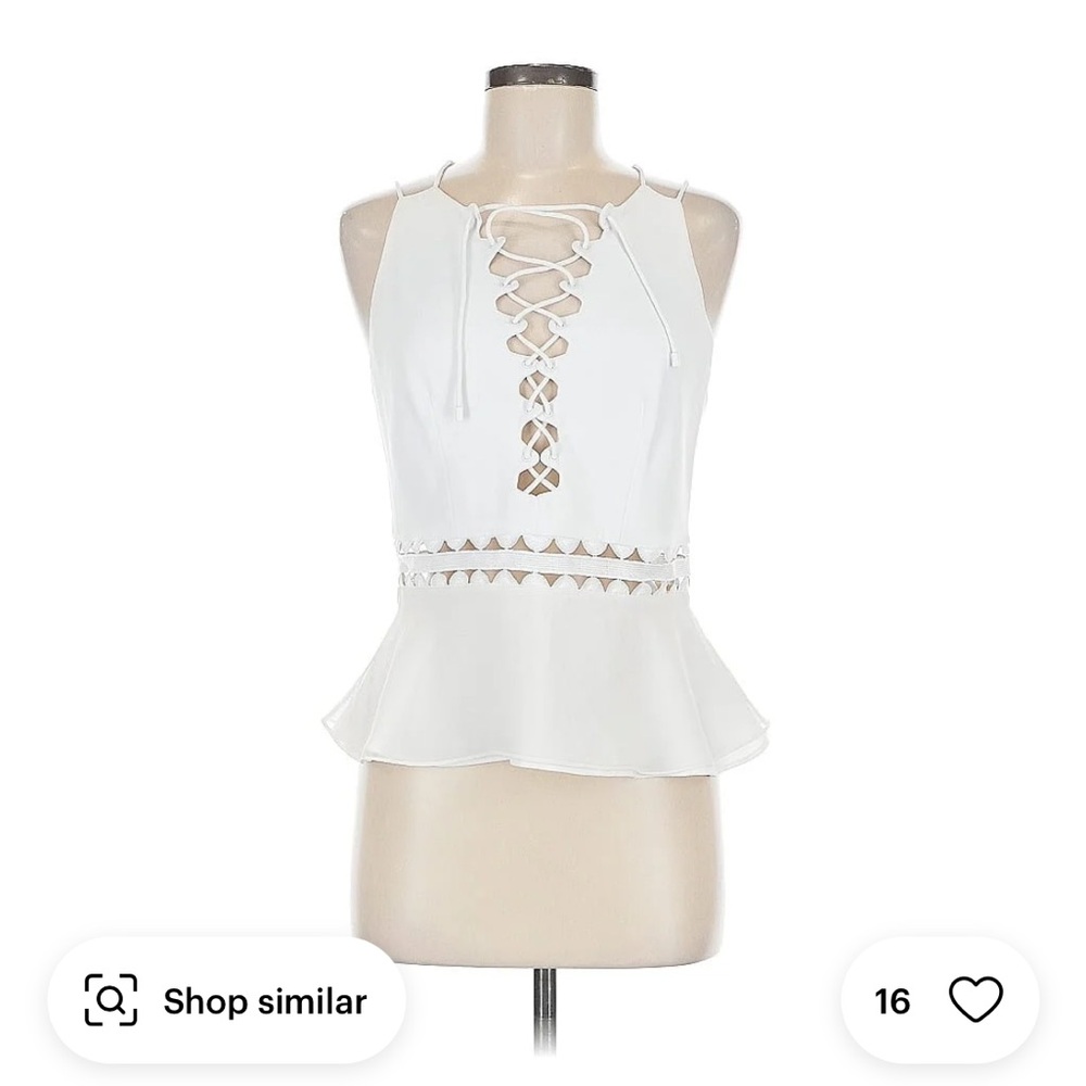 Simkhai White Lace-Up Peplum Top size 2